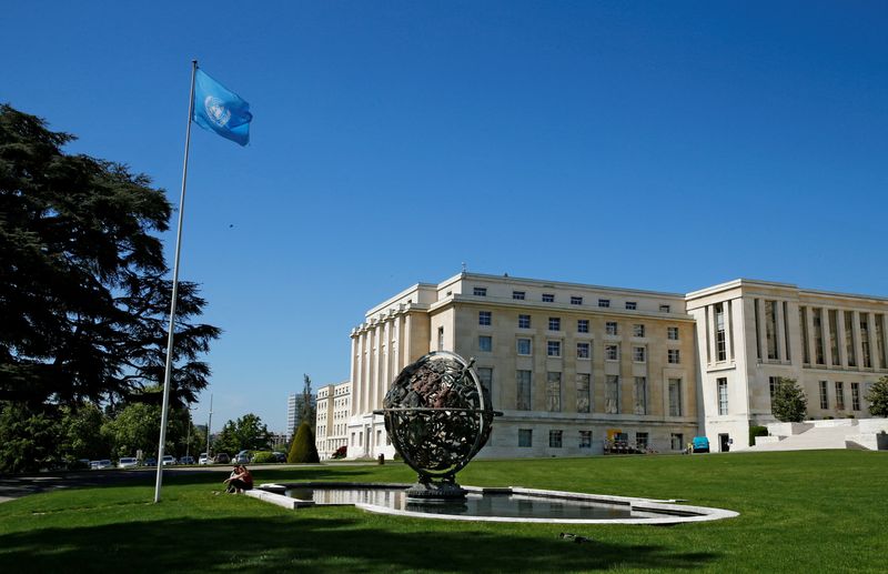 &copy; Reuters. FILE PHOTO: A U.N. flag waves outside the United Nations European headquarters in Geneva, Switzerland May 22, 2019.  REUTERS/Denis Balibouse/File Photo