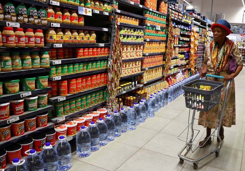&copy; Reuters. FILE PHOTO: A woman uses a trolley as she shops at a Pick n Pay store at the Dobson Point Shopping Centre, in Soweto, South Africa, March 19, 2024. REUTERS/Siphiwe Sibeko/File Photo