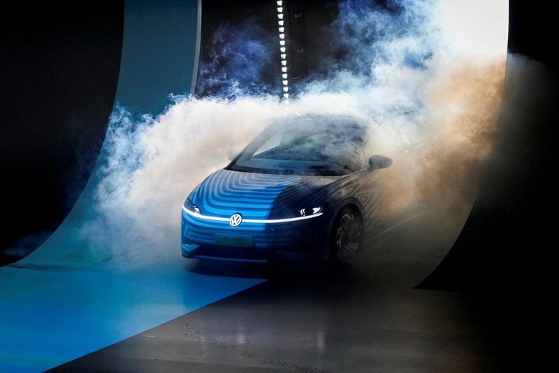 &copy; Reuters. FILE PHOTO: A Volkswagen electric ID. Next is debuted at an event ahead of the Shanghai Auto Show, in Shanghai, China April 17, 2023. REUTERS/Aly Song/File Photo