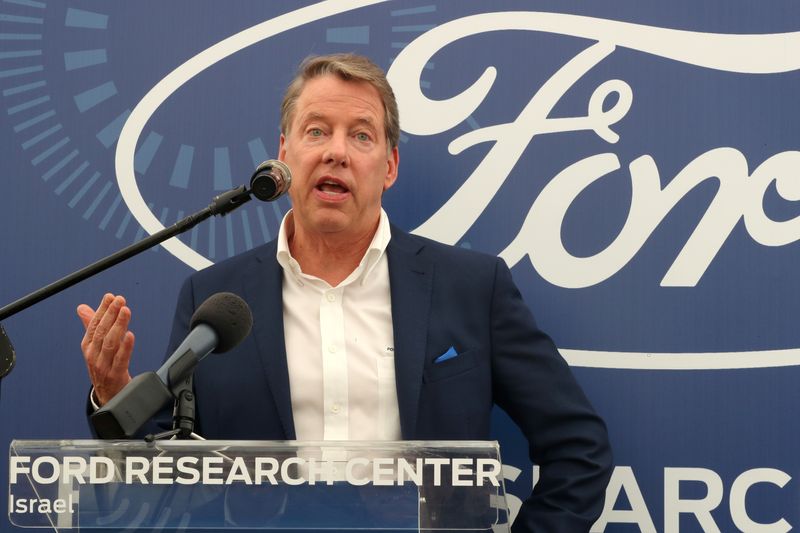 © Reuters. FILE PHOTO: Ford Motor Co Chairman Bill Ford speaks during an event marking the opening of their research center in Tel Aviv, Israel June 12, 2019. REUTERS/Ammar Awad/File Photo