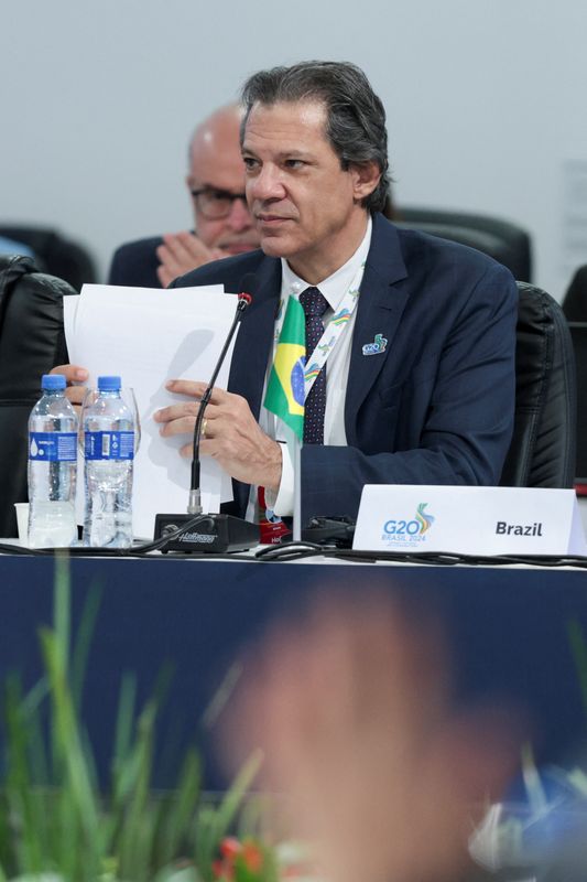 &copy; Reuters. MInistro da Fazenda, Fernando Haddad, em reunião do G20 em São Paulo
29/02/2024
REUTERS/Carla Carniel