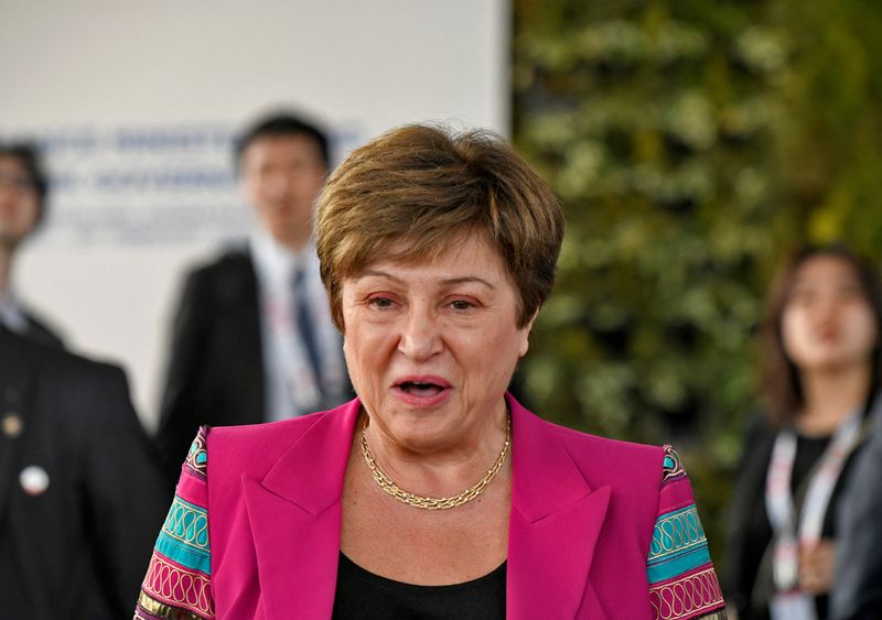 &copy; Reuters. FILE PHOTO:IMF Managing Director Kristalina Georgieva leaves the convention centre at the G20 finance ministers' meeting venue on the outskirts of Bengaluru, India, February 25, 2023. REUTERS/Samuel Rajkumar/File photo