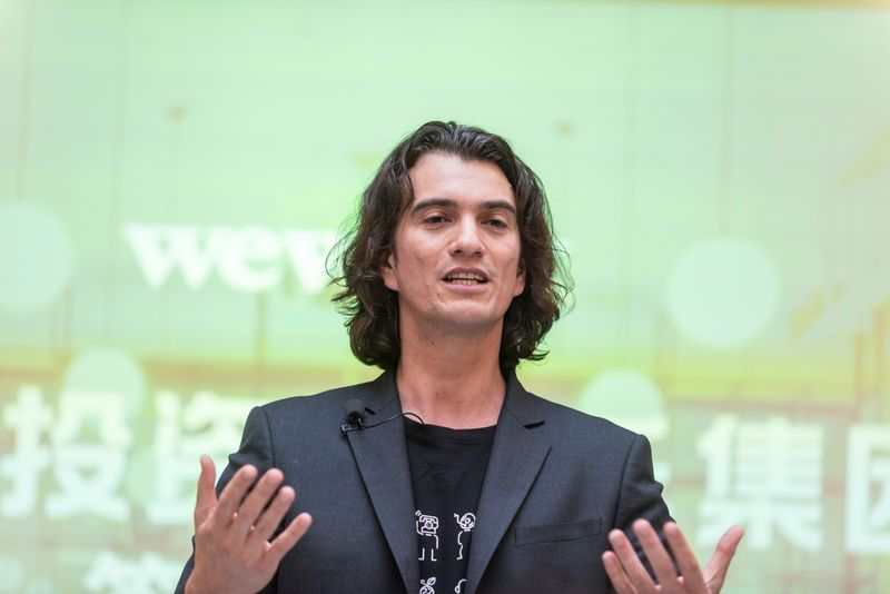 &copy; Reuters. Adam Neumann, chief executive officer of U.S. co-working firm WeWork, speaks during a signing ceremony in Shanghai, China April 12, 2018. Picture taken April 12, 2018. Jackal Pan via REUTERS/File Photo