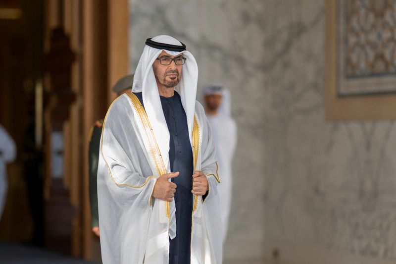 &copy; Reuters. رئيس الإمارات الشيخ محمد بن زايد في قصر الوطن بأبوظبي يوم السادس من ديسمبر كانون الأول 2023. صورة لرويترز من ديوان الرئاسة الإماراتية.