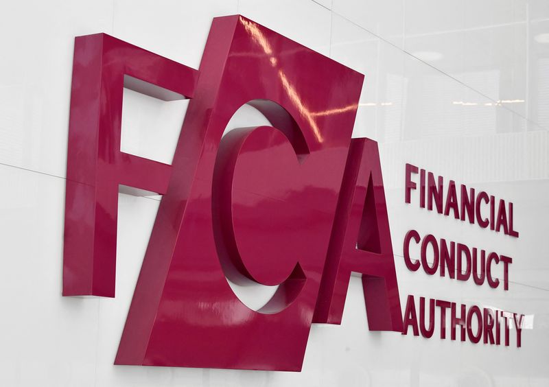&copy; Reuters. FILE PHOTO: Financial Conduct Authority (FCA) signage at the head office of the British financial regulatory body in London, Britain, March 10, 2022. REUTERS/Toby Melville/File Photo