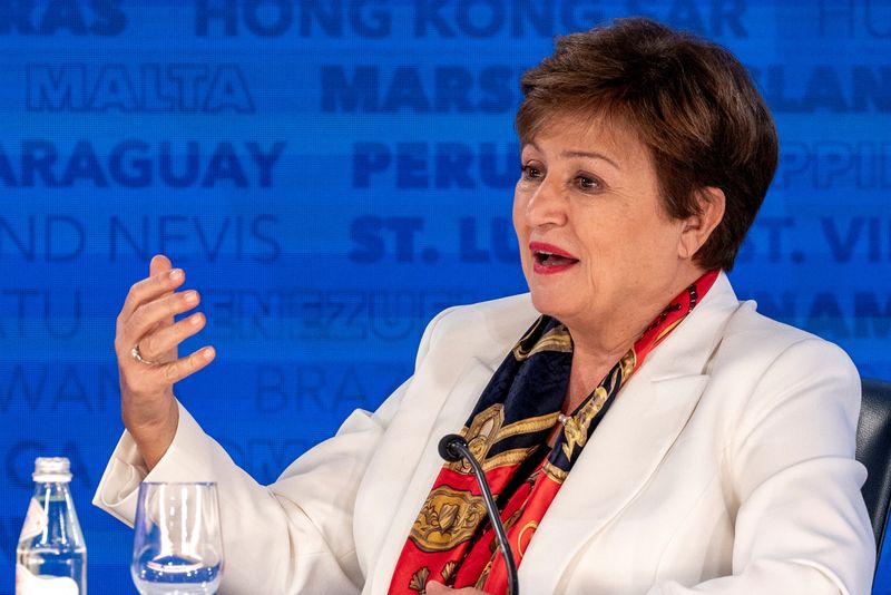 &copy; Reuters. IMF Managing Director Kristalina Georgieva speaks during a press briefing during the International Monetary and Financial Committee (IMFC) plenary session at the IMF and World Bank's 2024 annual Spring Meetings in Washington, U.S., April 19, 2024. REUTERS