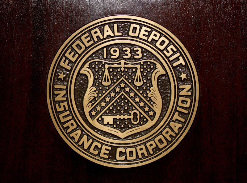 &copy; Reuters. FILE PHOTO: The Federal Deposit Insurance Corp (FDIC) logo is seen at the FDIC headquarters as Chairman Sheila Bair announces the bank and thrift industry earnings for the fourth quarter 2010, in Washington, February 23, 2011.REUTERS/Jason Reed/File Photo