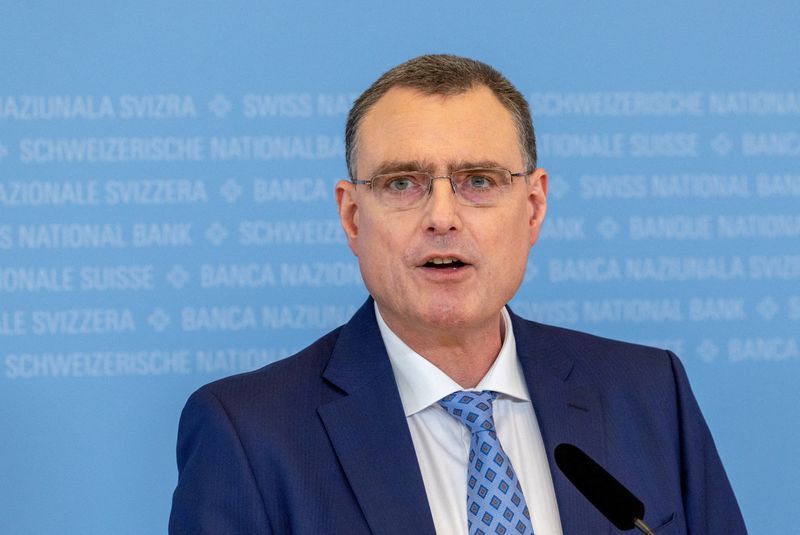 &copy; Reuters. FILE PHOTO: Thomas Jordan, Chairman of the SNB, attends the press conference at the Swiss National Bank (SNB) in Zurich, Switzerland, March 21, 2024. REUTERS/Denis Balibouse/File Photo