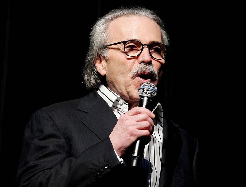 &copy; Reuters. FILE PHOTO: David Pecker, chair and CEO of American Media, speaks at the Shape and Men's Fitness Super Bowl Party in New York City, U.S., January 31, 2014. REUTERS/Marion Curtis/File Photo