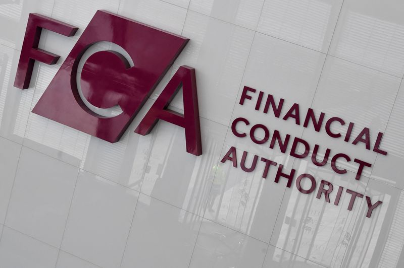 © Reuters. FILE PHOTO: Financial Conduct Authority's (FCA) logo is seen at their head offices in London, Britain March 10, 2022. REUTERS/Toby Melville/File Photo