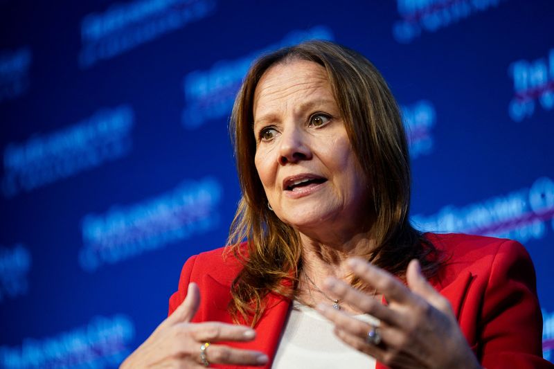 &copy; Reuters. FILE PHOTO: General Motors chair and chief executive officer Mary Barra participates in an Economic Club of Washington discussion on "the transformation of the automotive industry to an all-electric future, the path to autonomous vehicles, and the recent 