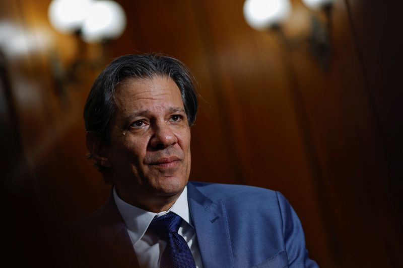&copy; Reuters. FILE PHOTO: Brazil's Finance Minister Fernando Haddad attends an interview with Reuters in Brasilia, Brazil, October 18, 2023. REUTERS/Adriano Machado/File photo