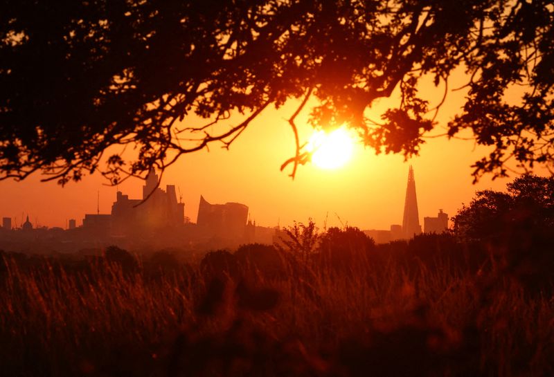 &copy; Reuters. The London skyline is seen shortly after sunrise from Richmond Park in London, Britain, August 10, 2023. REUTERS/Toby Melville/File Photo
