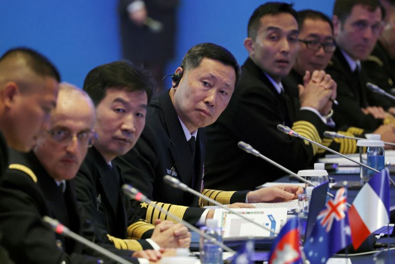 &copy; Reuters. Chinese People's Liberation Army (PLA) Navy Commander Admiral Hu Zhongming attends the Western Pacific Naval Symposium in Qingdao, Shandong province, China April 22, 2024. REUTERS/Florence Lo/File Photo