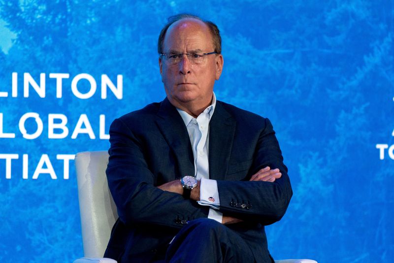 &copy; Reuters. FILE PHOTO: Chairman and CEO, BlackRock, Larry Fink speaks during the Clinton Global Initiative (CGI) meeting in Manhattan, New York City, U.S., September 19, 2022. REUTERS/David 'Dee' Delgado/File Photo