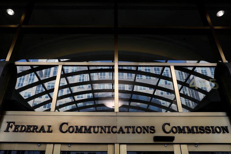 &copy; Reuters. FILE PHOTO: Signage is seen at the headquarters of the Federal Communications Commission in Washington, D.C., U.S., August 29, 2020. REUTERS/Andrew Kelly/File Photo