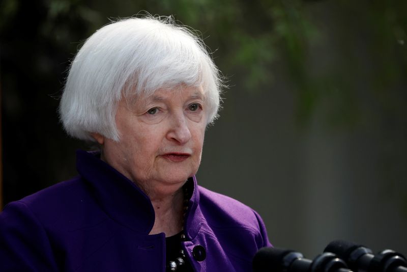&copy; Reuters. La segretaria del Tesoro statunitense Janet Yellen partecipa a una conferenza stampa a Pechino, Cina, l'8 aprile 2024. REUTERS/Florence Lo