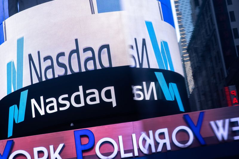 &copy; Reuters. The Nasdaq logo is displayed at the Nasdaq Market site in Times Square in New York City, U.S., December 3, 2021. REUTERS/Jeenah Moon/ File photo