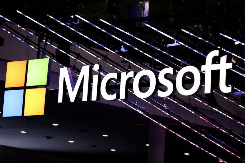&copy; Reuters. Le logo de Microsoft au Mobile World Congress (MWC) à Barcelone, en Espagne. /Photo prise le 27 février 2024/REUTERS/Bruna Casas