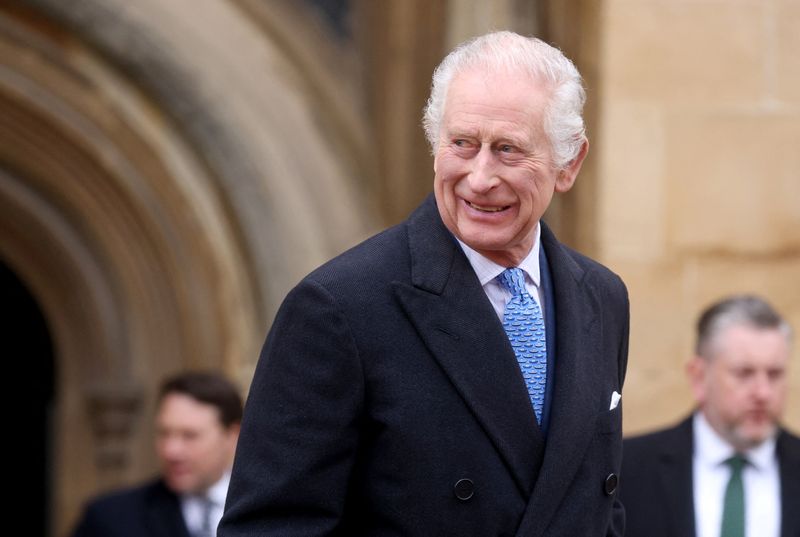 &copy; Reuters. Britain's King Charles leaves after attending the Easter Matins Service at St. George's Chapel, Windsor Castle, Britain March 31, 2024. REUTERS/Hollie Adams/Pool/File Photo