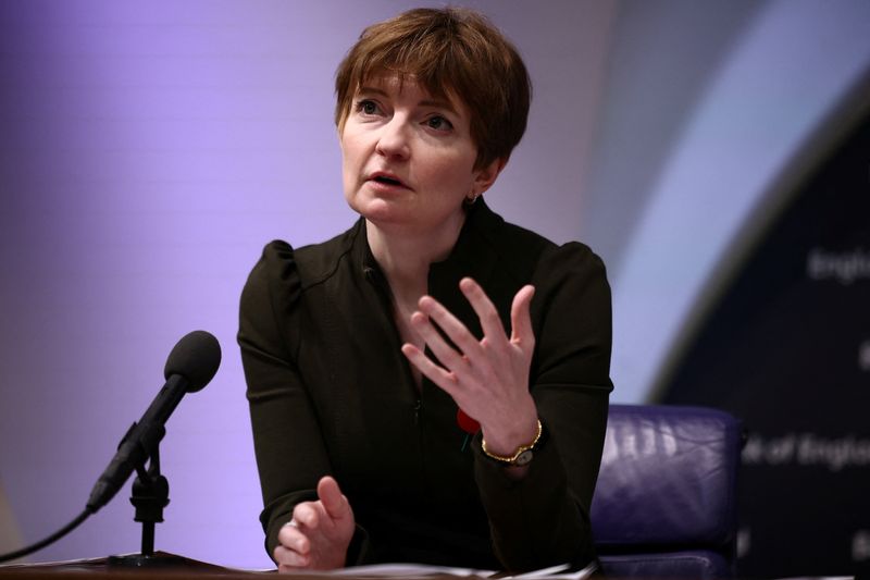 © Reuters. Bank of England Deputy Governor for Monetary Policy Clare Lombardelli  gestures during the central bank's Monetary Policy Report press conference at the Bank of England, in London, on November 7, 2024.  HENRY NICHOLLS/Pool via REUTERS/File Photo