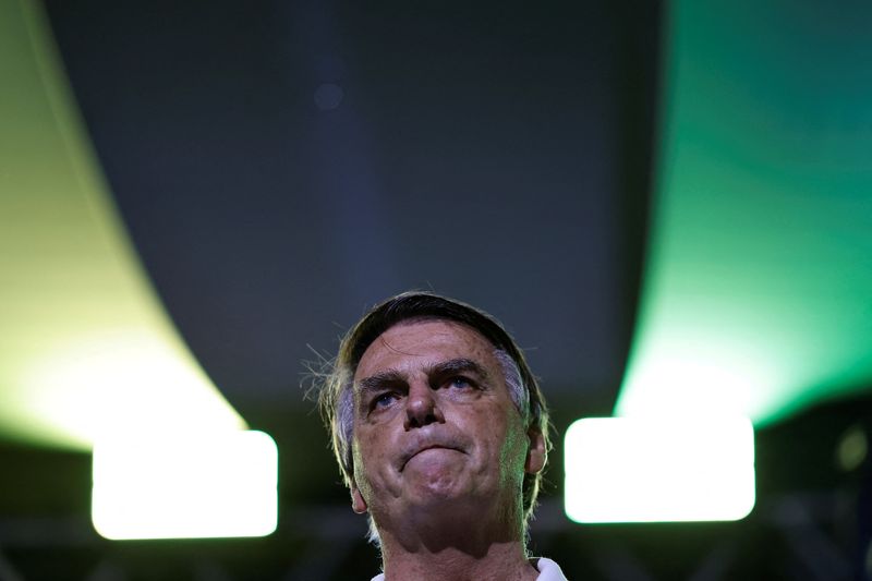 &copy; Reuters. Ex-presidente Jair Bolsonaro durante participação em evento em Goiânian04/04/2024nREUTERS/Ueslei Marcelino