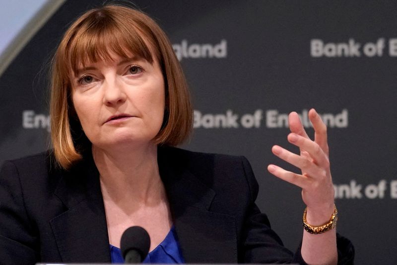 © Reuters. FILE PHOTO: Clare Lombardelli, Deputy Governor for Monetary Policy at the Bank of England, addresses the media during a press conference at the Bank of England in London, Britain, August 1, 2024. Alberto Pezzali/Pool via REUTERS/File Photo