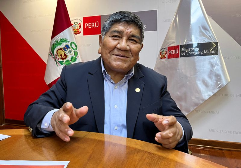 &copy; Reuters. FILE PHOTO: Peru's Mining Minister Romulo Mucho speaks during an interview with Reuters, in Lima, Peru May 3, 2024. REUTERS/Marco Aquino/File Photo