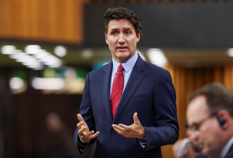 &copy; Reuters. FILE PHOTO: Canada's Prime Minister Justin Trudeau speaks during Question Period in the House of Commons on Parliament Hill in Ottawa, Ontario, Canada, November 26, 2024.  REUTERS/Patrick Doyle/File Photo