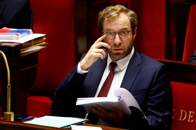 © Reuters. FILE PHOTO: French Economy, Finance and Industry Minister Antoine Armand attends a debate session on the first part of the 2025 budget bill (PLF) at the National Assembly in Paris, France, October 22, 2024. REUTERS/Stephanie Lecocq/File Photo