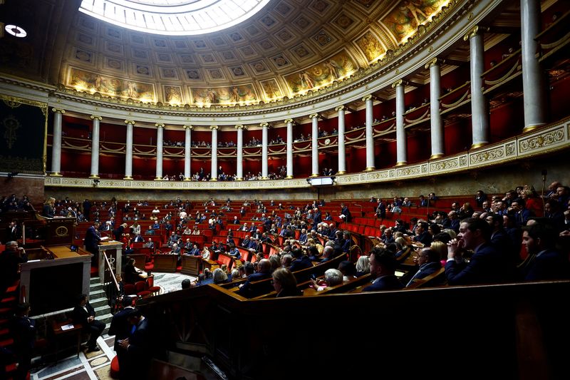 &copy; Reuters. Visão geral durante debate sobre projeto de lei de financiamento da seguridade social de 2025 na Assembleia Nacional em Paris, Françan02/12/2024nREUTERS/Sarah Meyssonnier