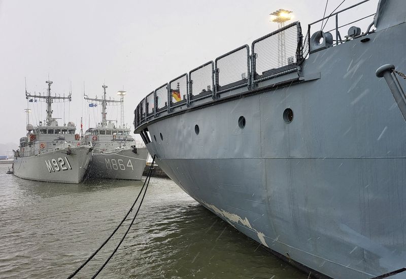 &copy; Reuters. German warship FGS Weilheim and other warships of NATO allies are docked during NATO exercise Freezing Winds 24, led by the Finnish Navy, in the Baltic Sea in Turku, Finland, November 20, 2024. REUTERS/Anne Kauranen