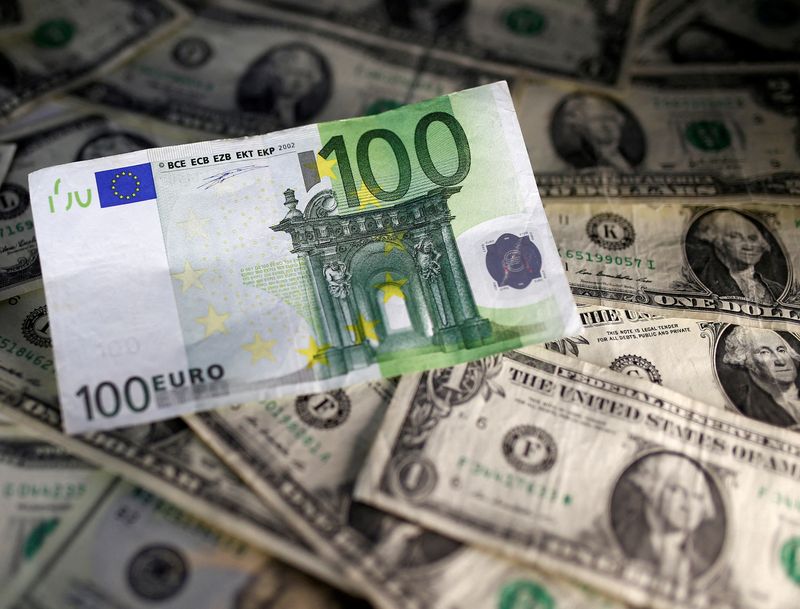 © Reuters. FILE PHOTO: FILE PHOTO: U.S. dollar and Euro notes are seen in this November 7, 2016 picture illustration. REUTERS/Dado Ruvic/File Photo