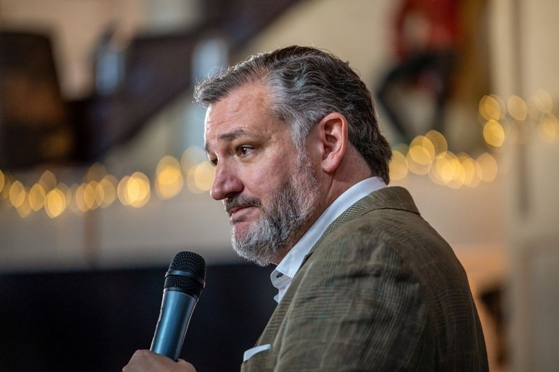 © Reuters. Republican U.S. Senator Ted Cruz gives a speech at a campaign event continuing his re-election campaign's bus tour across Texas as he battles for votes against his Democratic competitor, U.S. Rep. Colin Allred, in Waco, Texas, U.S. October 18, 2024.  REUTERS/Sergio Flores/File Photo 