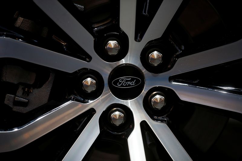 &copy; Reuters. FILE PHOTO: Ford logo is seen in a rim at the 2019 Frankfurt Motor Show (IAA) in Frankfurt, Germany September 10, 2019. REUTERS/Wolfgang Rattay/File Photo