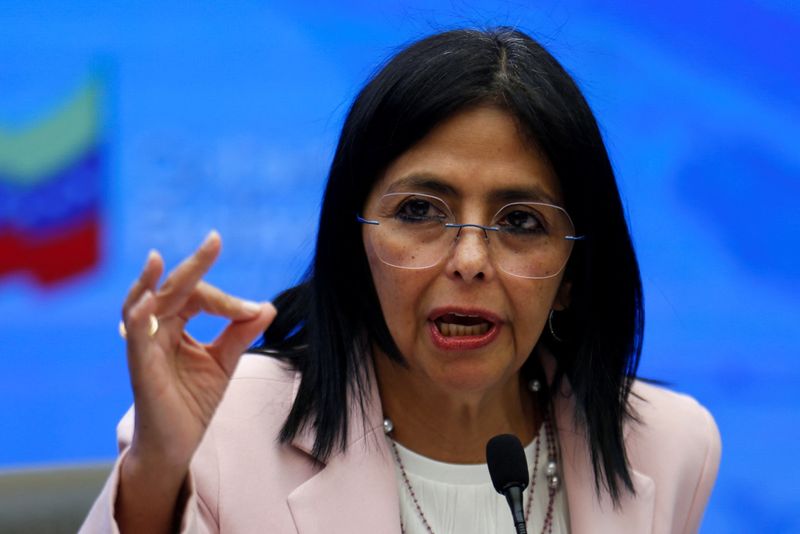 &copy; Reuters. FILE PHOTO: Venezuela's Vice-President and Oil Minister Delcy Rodriguez addresses the media at the Miraflores Palace, in Caracas, Venezuela November 18, 2024. REUTERS/Leonardo Fernandez Viloria/File Photo