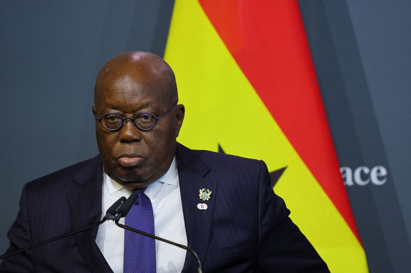 &copy; Reuters. FILE PHOTO: Ghana's President Nana Akufo-Addo attends the closing press conference of the Summit on Peace in Ukraine, in Stansstad near Lucerne, Switzerland, June 16, 2024. REUTERS/Denis Balibouse/File Photo