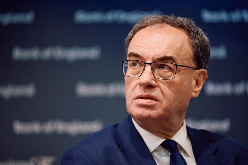 © Reuters. FILE PHOTO: Governor of the Bank of England Andrew Bailey attends the biannual Financial Stability Report press conference at the Bank of England, in London, Britain November 29, 2024. BENJAMIN CREMEL/Pool via REUTERS/File Photo