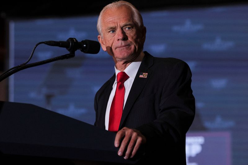 &copy; Reuters. FILE PHOTO: Peter Navarro, former Director of U.S. Office of Trade and Manufacturing, participates in an 11th Hour Faith Leaders Meeting in Concord, North Carolina, U.S., October 21, 2024. REUTERS/Brian Snyder/File Photo