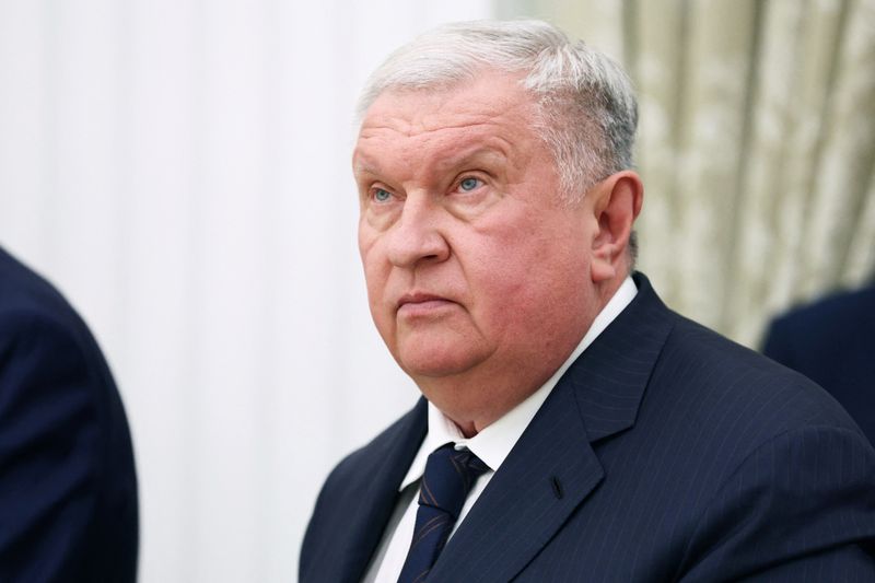 &copy; Reuters. FILE PHOTO: Chief Executive of oil producer Rosneft Igor Sechin attends a meeting of Russian President Vladimir Putin with Qatari Prime Minister and Foreign Minister Sheikh Mohammed bin Abdulrahman bin Jassim Al Thani in Moscow, Russia June 22, 2023. Sput