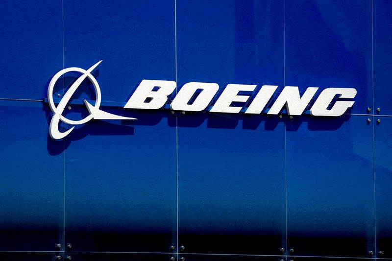 &copy; Reuters. FILE PHOTO: A Boeing logo is seen at the 54th International Paris Airshow at Le Bourget Airport near Paris, France, June 18, 2023. REUTERS/Benoit Tessier/File Photo