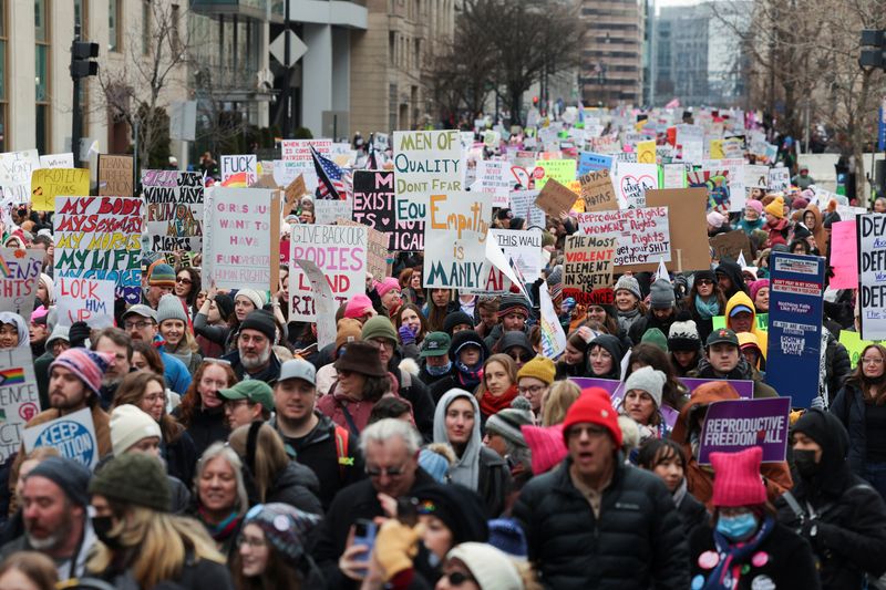 &copy; Reuters. Protest against Donald Trump, Washington, D.C., January 18, 2025. REUTERS/Amanda Perobelli