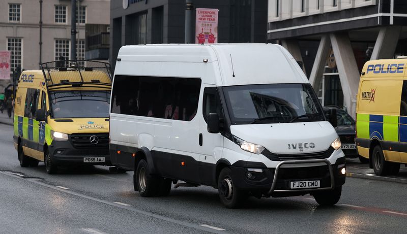 &copy; Reuters. A prison van believed to contain suspect Axel Rudakubana, arrives under escort at Liverpool Crown Court in Liverpool, Britain, January 20, 2025. REUTERS/Phil Noble