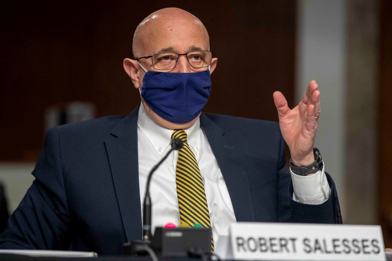 &copy; Reuters. FILE PHOTO: Senior Department of Defense Official for Homeland Defense and Global Security Robert Salesses  testifies before the Senate Homeland Security and Governmental Affairs/Rules and Administration hearing to examine the January 6, 2021 attack on th