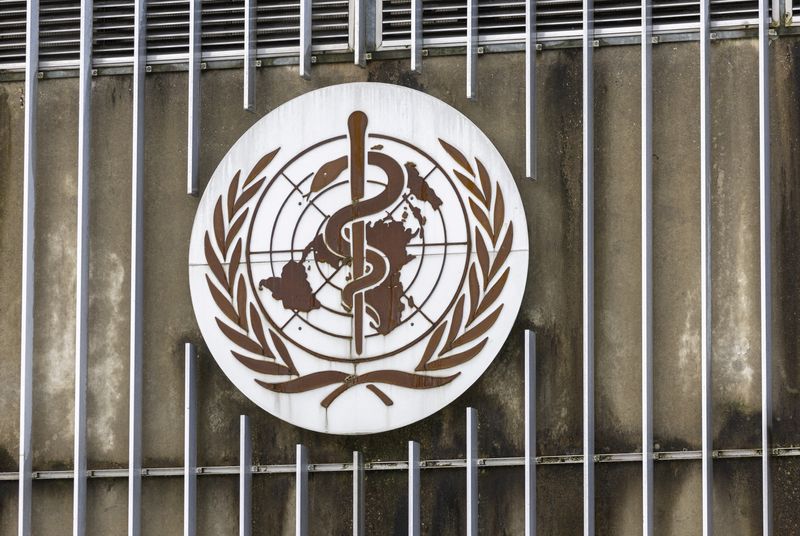 © Reuters. FILE PHOTO: The World Health Organization logo is photographed in Geneva, Switzerland, on December 14, 2022. REUTERS/Denis Balibous/File Photo