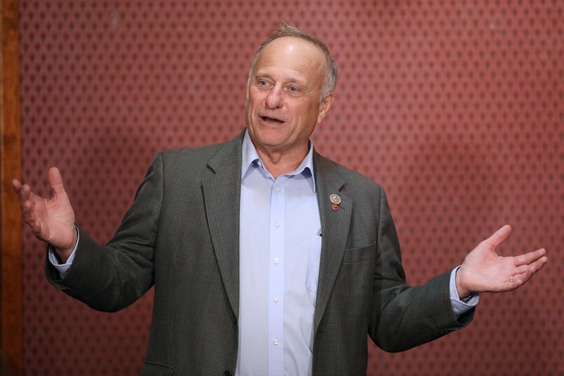 &copy; Reuters. FILE PHOTO: Republican Representative Steve King talks to voters at the Second Street Emporium restaurant in Webster City, Iowa, U.S. November 5, 2018. REUTERS/Scott Morgan/File Photo