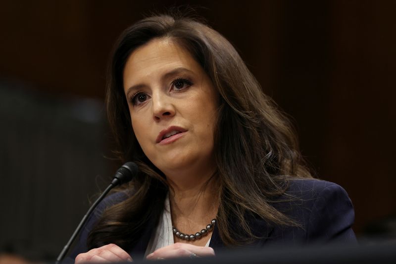 &copy; Reuters. Deputada Elise Stefanik, indicada pelo presidente Donald Trump para o cargo de embaixadora dos EUA na ONU, testemunha em audiência de confirmação da Comissão de Relações Exteriores do Senado, no Capitólio, em Washingtonn21/01/2025nREUTERS/Evelyn Ho