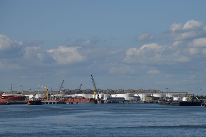 © Reuters. FILE PHOTO: The Houston Ship Channel, part of the Port of Houston, is seen in Pasadena, Texas, U.S., May 5, 2019.  REUTERS/Loren Elliott/File Photo