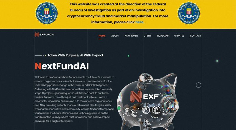 &copy; Reuters. FILE PHOTO: The website for NexFundAI, a purported cryptocurrency company created at the direction of the FBI as part of a fraud investigation, appears in a screengrab, October 30, 2024. Federal Bureau of Investigation/Handout via REUTERS/File Photo