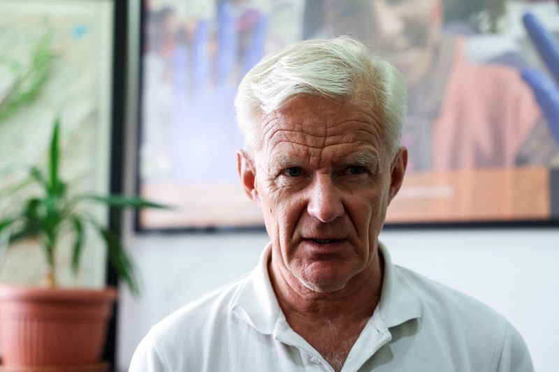  Jan Egeland, Secretary-General of the Norwegian Refugee Council (NRC) speaks during an interview with Reuters in Sin El Fil, Lebanon April 26, 2024. REUTERS/Emilie Madi/File Photo